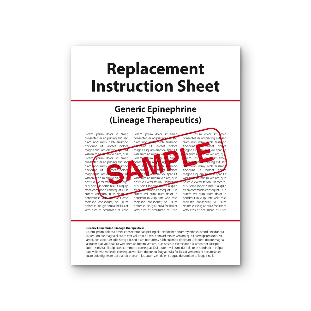 Replacement Instruction Sheet – Generic Epinephrine (Lineage Therapeutics)