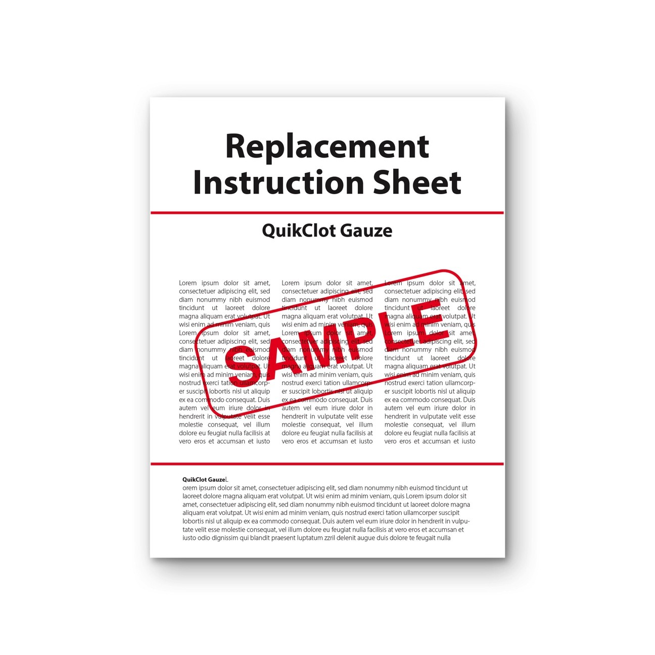 Replacement Instruction Sheet - QuikClot Gauze